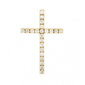 18k Yellow Gold Diamond Set Cross Pendant 0.66ct